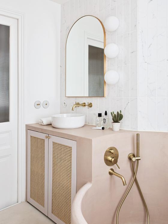 Bathroom in cane Beige 01 - Beige rosé