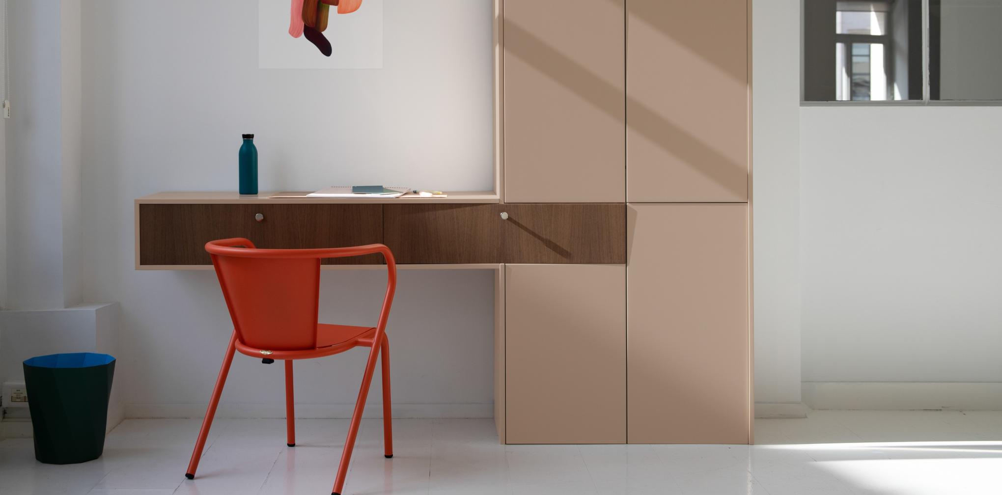 Wardrobe x desk in Beige 03 - Moka