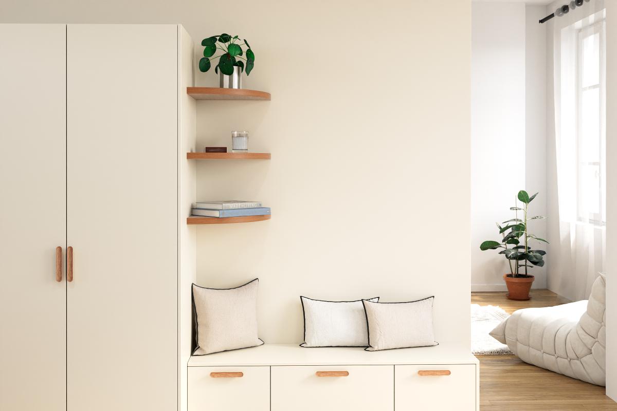 Corner curved floating shelf