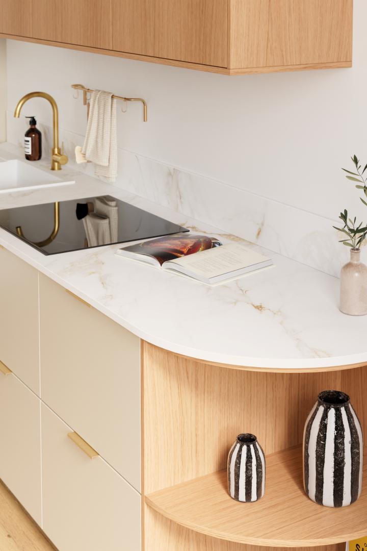 Arbeitsplatte Curved Marmor Gold
