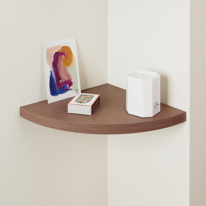 Corner curved floating shelf