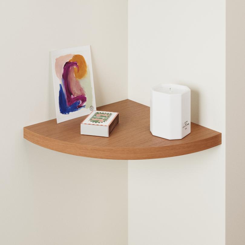 Corner curved floating shelf